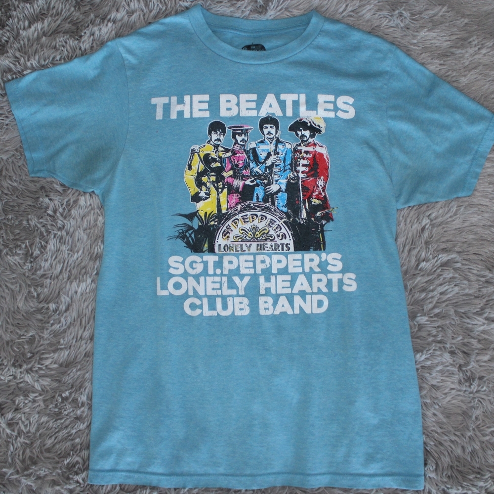 The Beatles Graphic Tee Small Baby Blue
